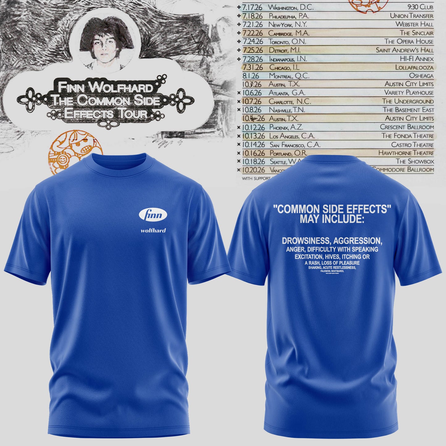 Finn Wolfhard – The Common Side Effects Tour T-Shirt
