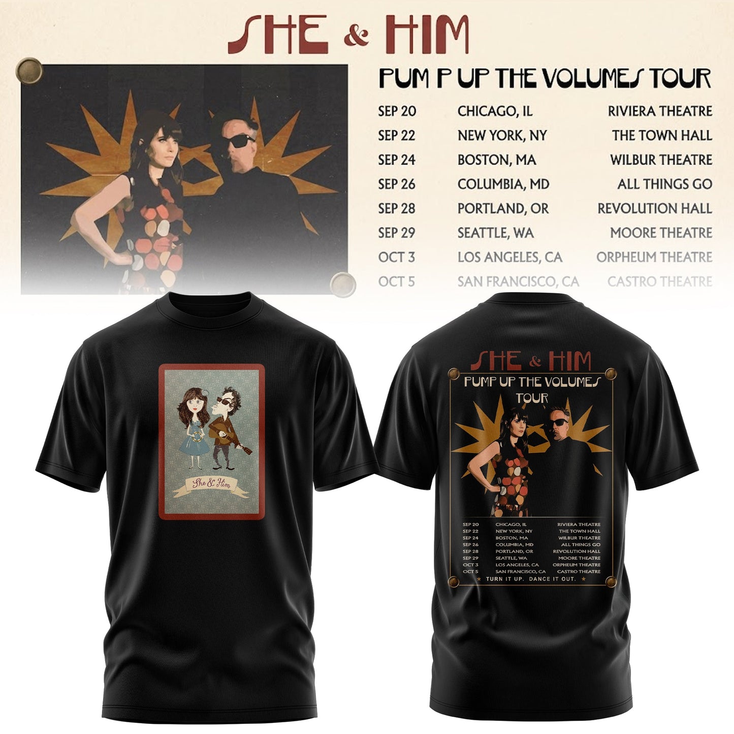 SHE & HIM – PUMP UP THE VOLUME COLLECTION TEE