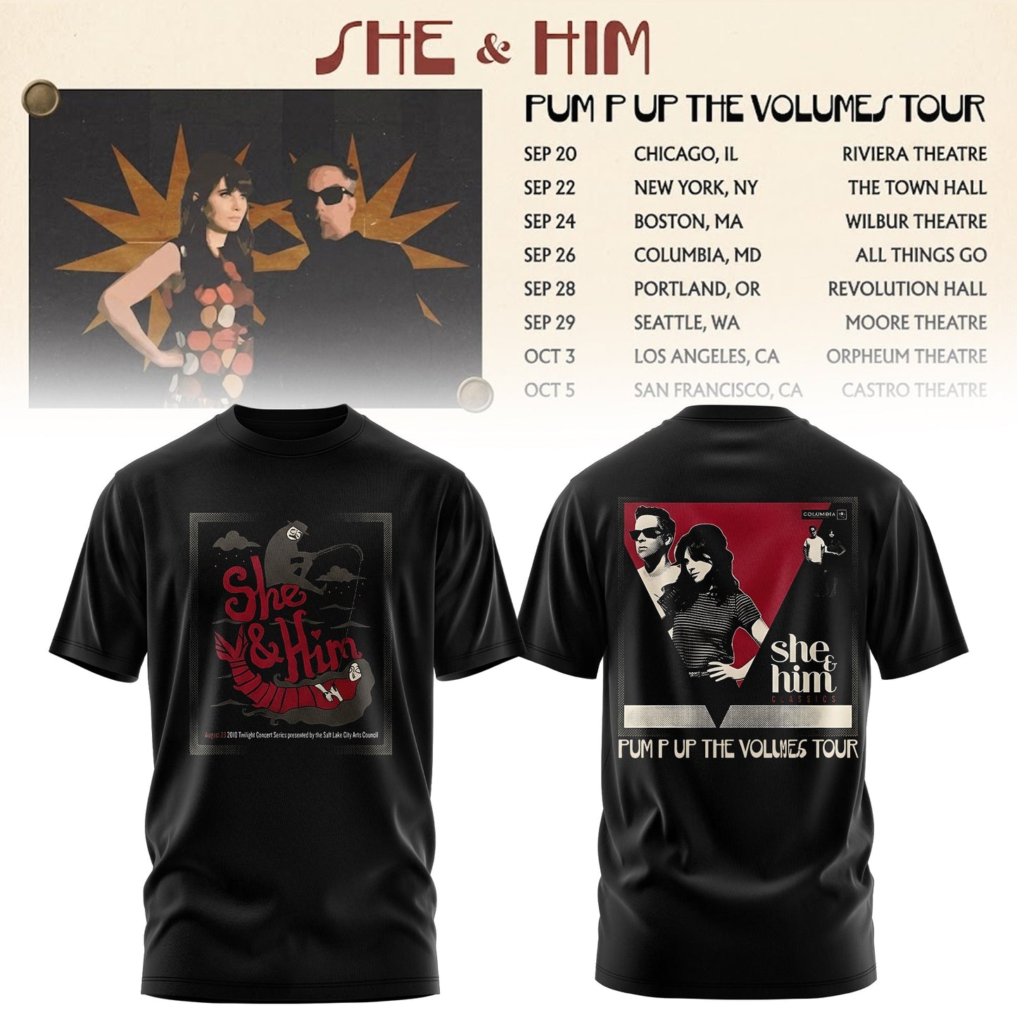 SHE & HIM – PUMP UP THE VOLUME COLLECTION TEE