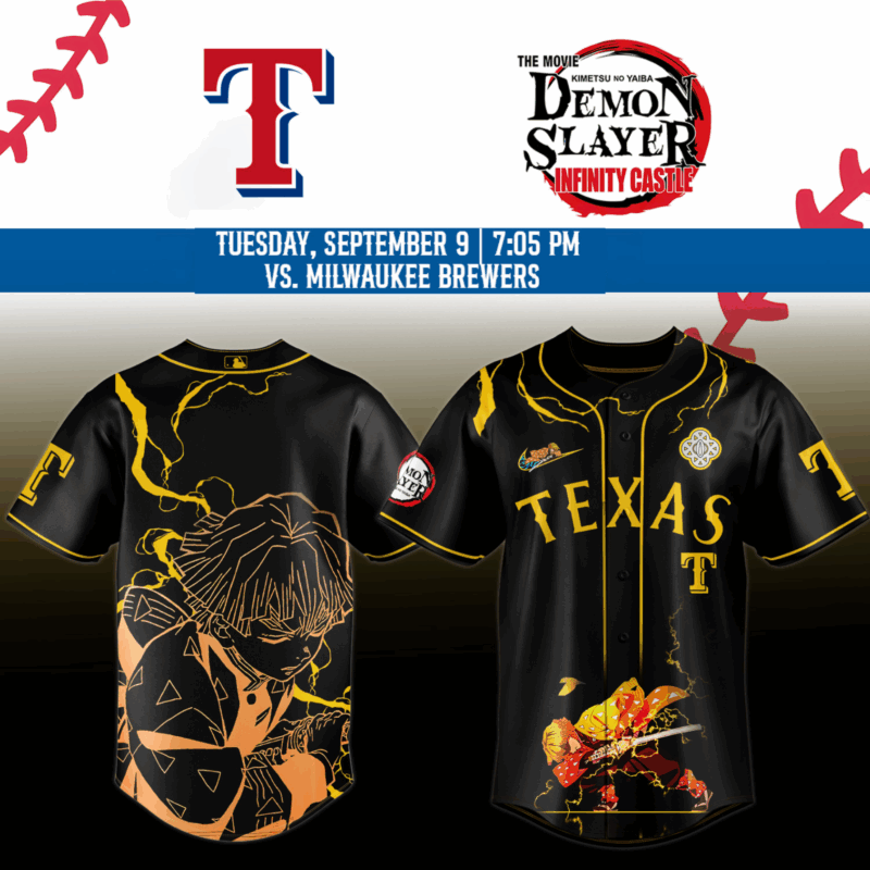 _,Texas Rangers _  Limited Edition Demon Slayer Baseball Jersey 2025