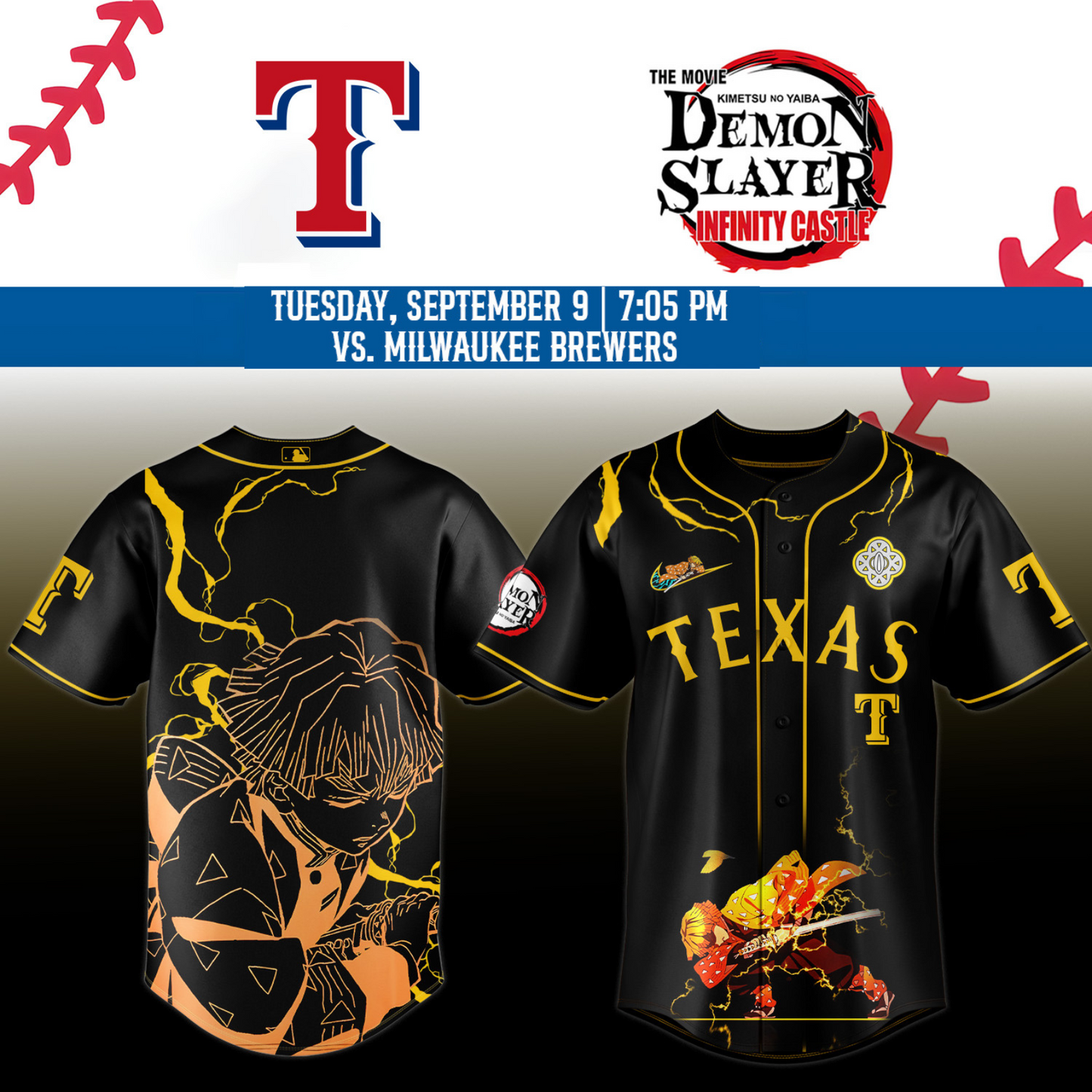 _,Texas Rangers _  Limited Edition Demon Slayer Baseball Jersey 2025