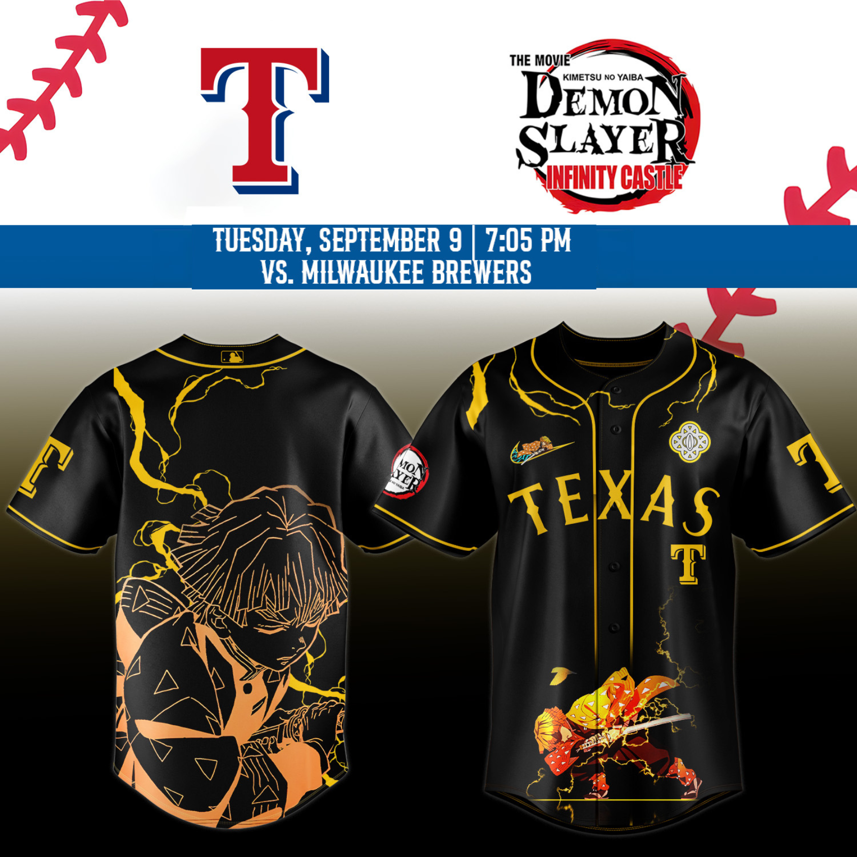 _,Texas Rangers _  Limited Edition Demon Slayer Baseball Jersey 2025