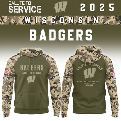 Wisconsin Badgers Salute To Service Limited Hoodie and Cap 2025 Collection