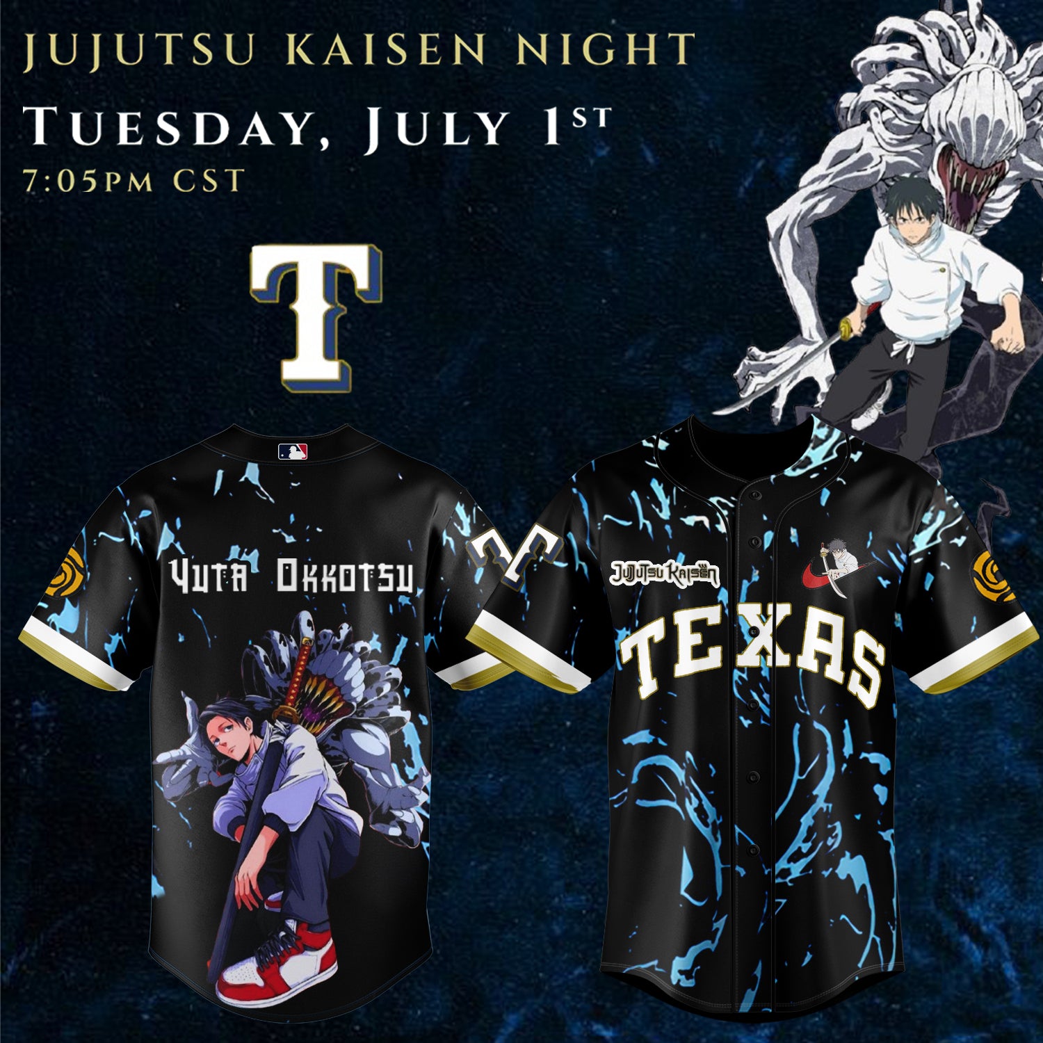 _,,Texas Rangers x Jujutsu Kaisen 2025 Baseball Jersey