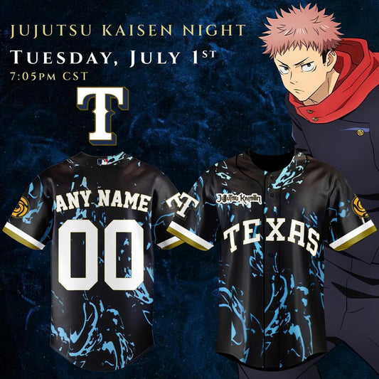 _,,Texas Rangers x Jujutsu Kaisen 2025 Baseball Jersey (Custom Name &amp; Number)