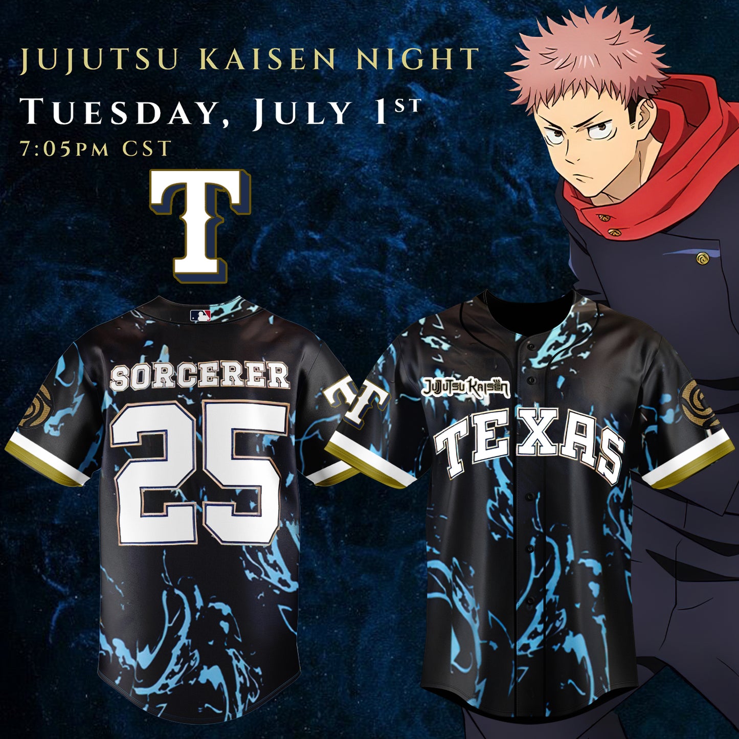 _,,Texas Rangers x Jujutsu Kaisen 2025 Baseball Jersey