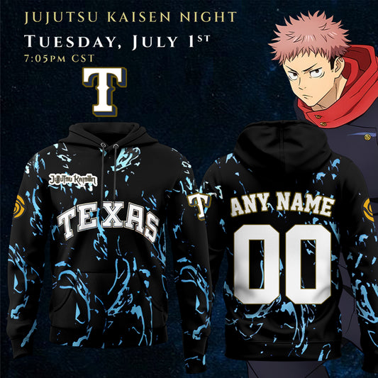 _,.Texas Rangers x Jujutsu Kaisen 2025 Hoodie (Custom Name &amp; Number)
