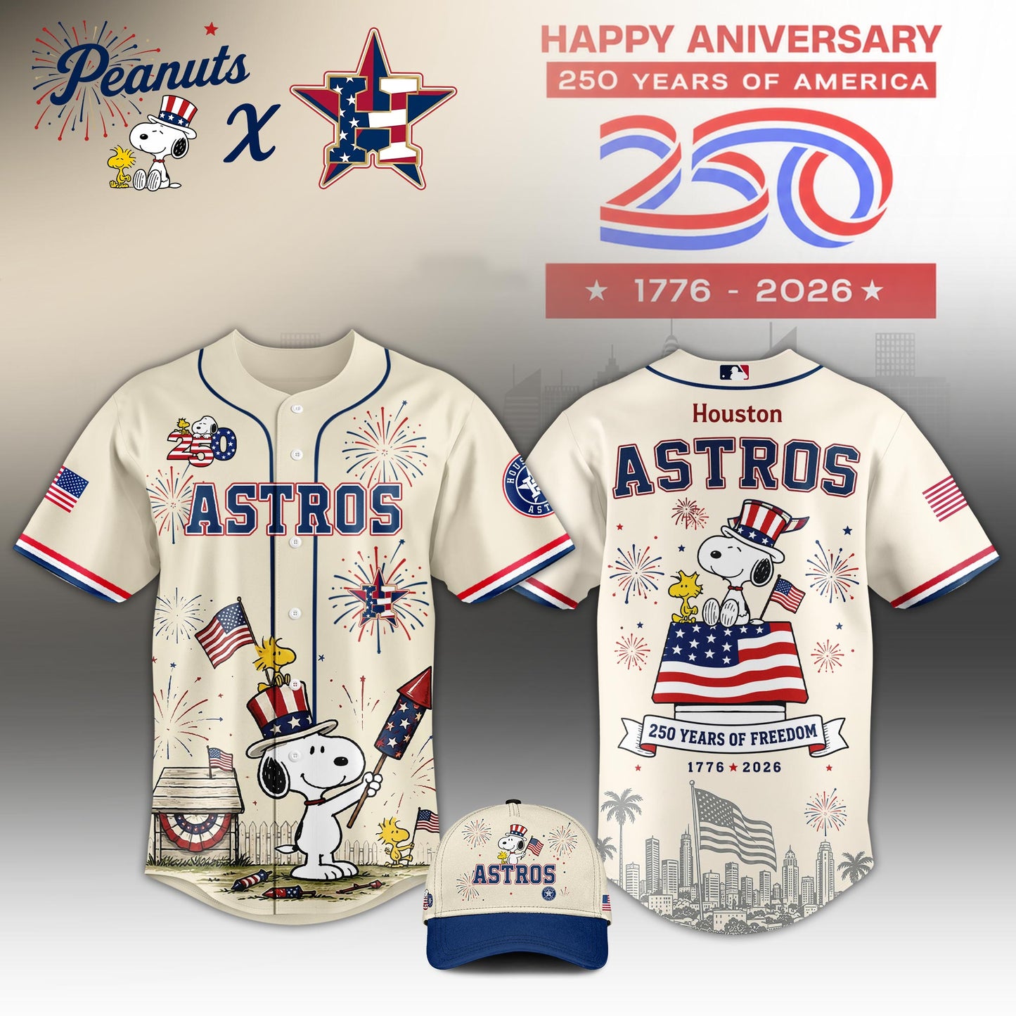 All Team x Peanuts – Snoopy 250y Of America Edition Jersey For Fans