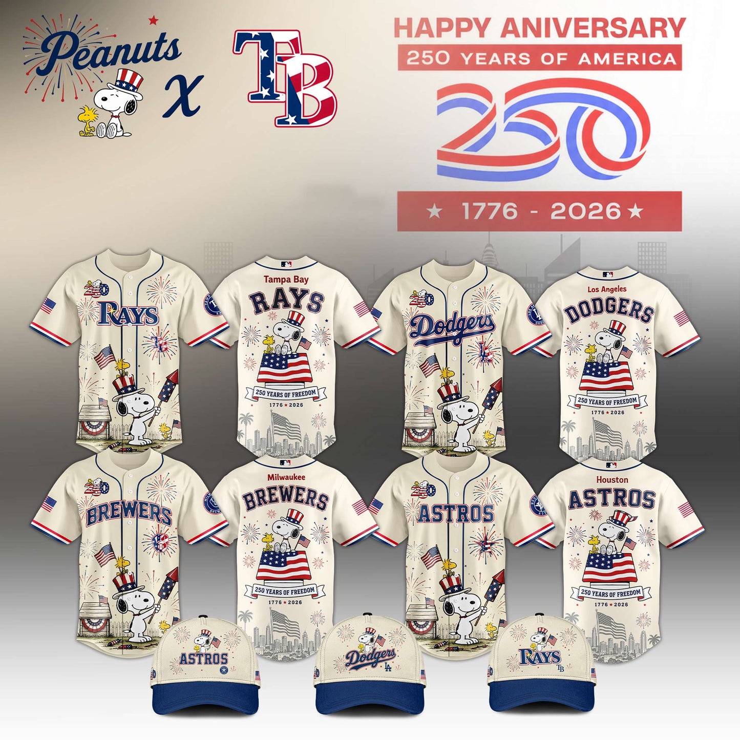 All Team x Peanuts – Snoopy 250y Of America Edition Jersey For Fans