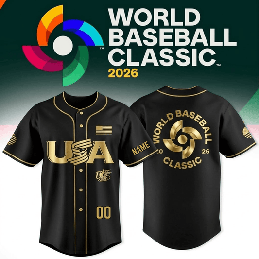 USA - Baseball 2026 World Baseball Classic Golden Personalization-3D Baseball Jersey