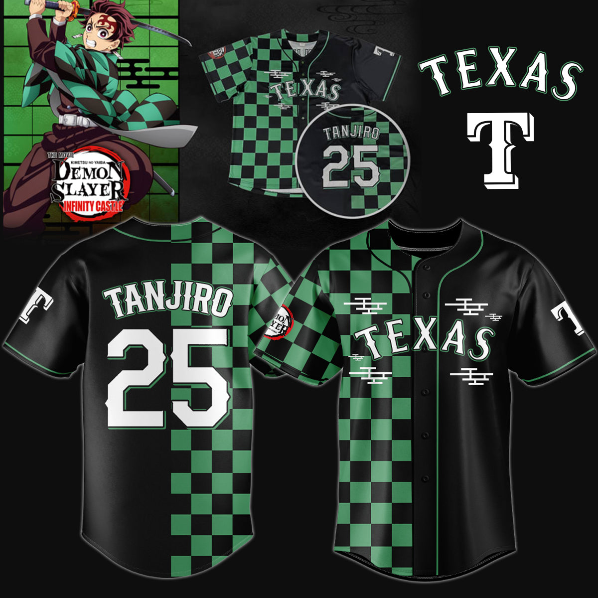 _.Texas Rangers _  Limited Edition Demon Slayer Baseball Jersey 2025