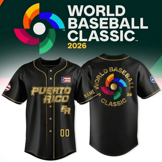 Puerto Rico - Baseball 2026 World Baseball Classic Goldden Personalization-3D Baseball Jersey