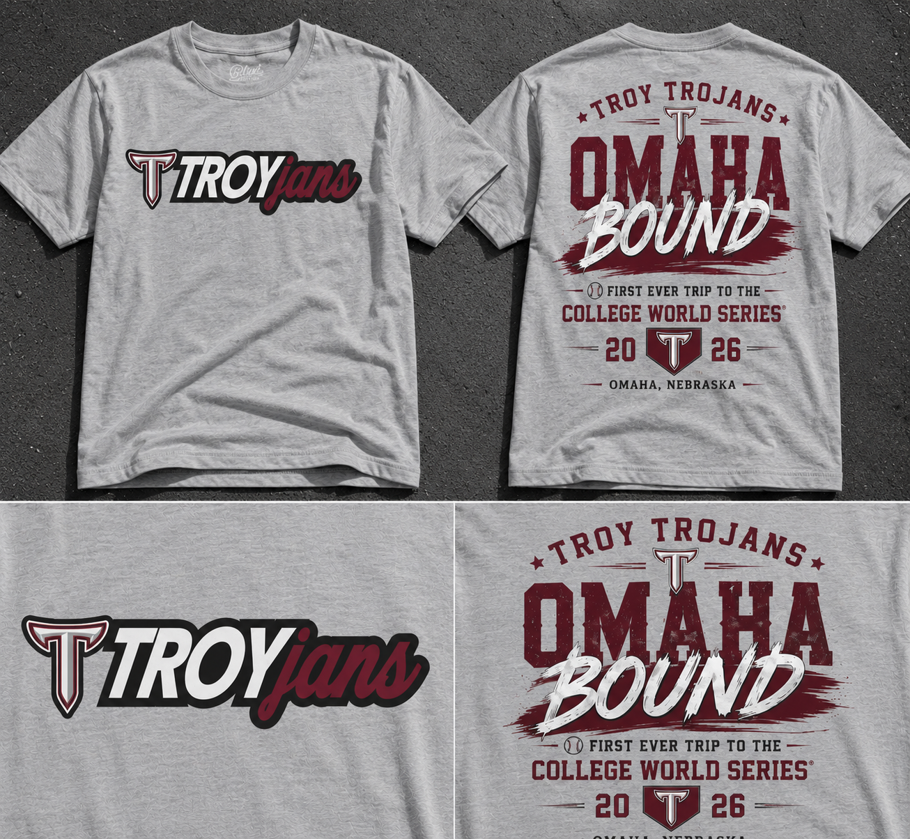 Troy Trojans 2026 NCAA Baseball Men’s College World Series OMAHA T-Shirt