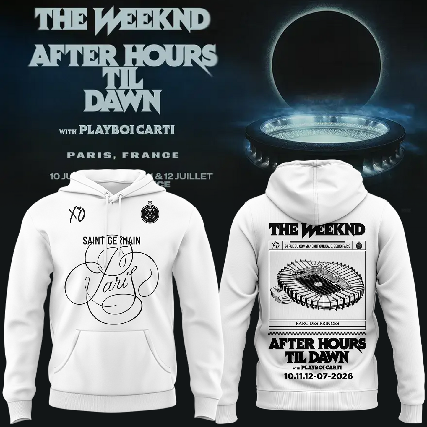 Paris Saint-Germain F.C. x The Weekend White Hoodie 2026