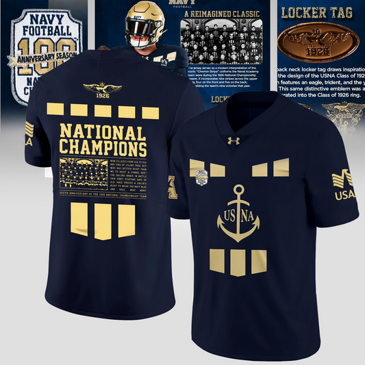Limited Edition Navy Football 100th Anniversary National Champions Football Jersey