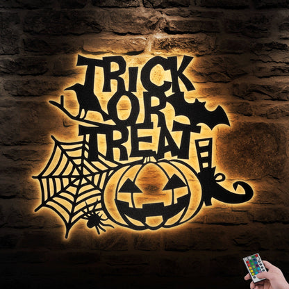 Trick or Treat Metal Wall Art with Perfect for Halloween Decor, Halloween Decorations Outdoor, Metal Halloween With LED, Halloween Gift