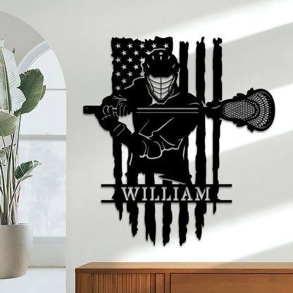 US Lacrosse Player Metal Sign Led Light, Lacrosse Gifts for Boys, Xmas Birthday Gift for Lacrosse Players, Sports Home Decor, Boys Room Sign