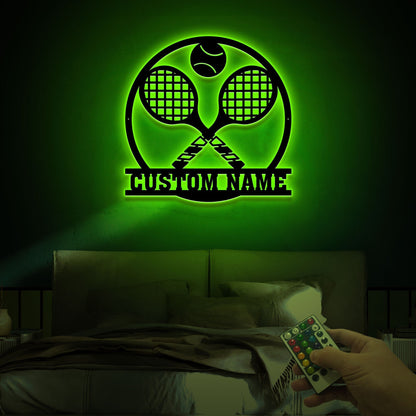 Tennis Metal Wall Art with Led Light, Tennis Gifts for Team, Tennis Coach Gift, Metal Sports Sign Tennis Player Name Sign, Tennis Home Decor