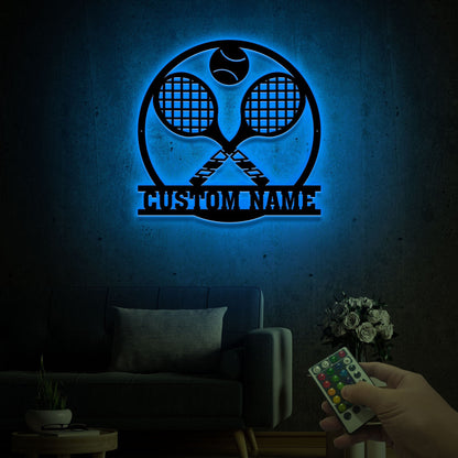 Tennis Metal Wall Art with Led Light, Tennis Gifts for Team, Tennis Coach Gift, Metal Sports Sign Tennis Player Name Sign, Tennis Home Decor