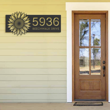 Personalized Sunflower Metal Address Sign House number | Hanging Address Plaque | Yard Sign, Outdoor Sign | Garden Stake