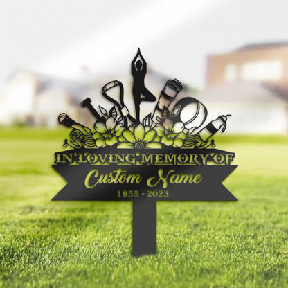 Personalized Yoga teacher meditation Memorial Stake, Metal Stake, Sympathy Sign, Grave Marker, Remembrance Stake