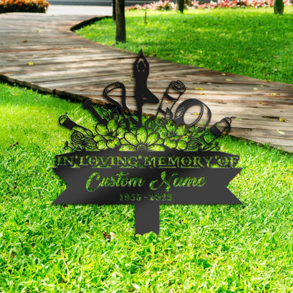 Personalized Yoga teacher meditation Memorial Stake, Metal Stake, Sympathy Sign, Grave Marker, Remembrance Stake