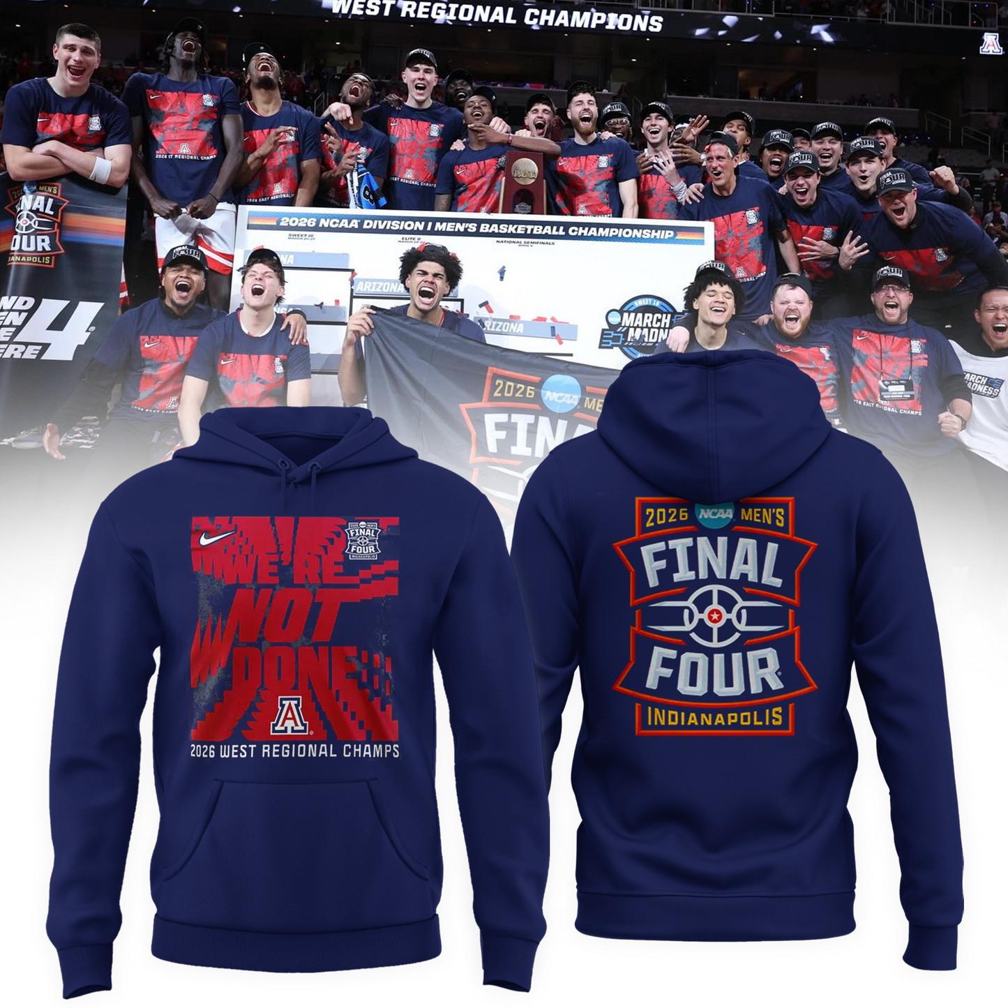 Arizona Wildcats 2026 Men's Basketball Tournament March Madness Final Four Hoodie