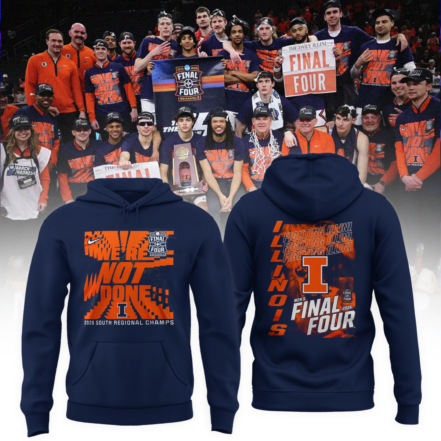 Illinois Fighting Illini 2026 Men's Basketball Tournament March Madness Final Four Hoodie