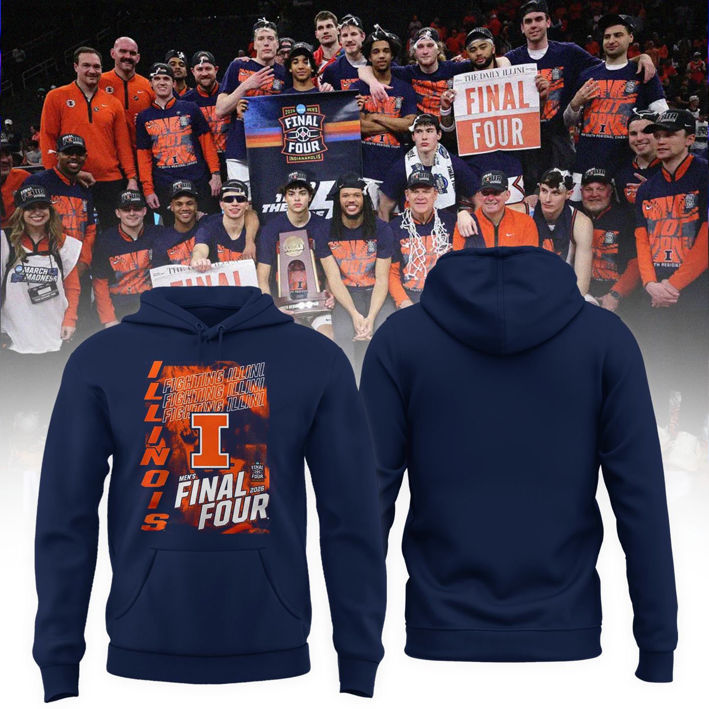 Illinois Fighting Illini 2026 Men's Basketball Tournament March Madness Final Four Hoodie