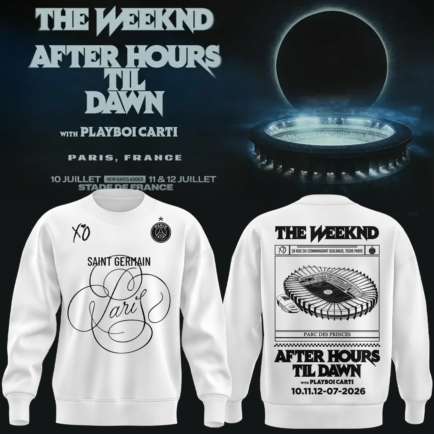 Paris Saint-Germain F.C. x The Weekend White Sweatshirt 2026