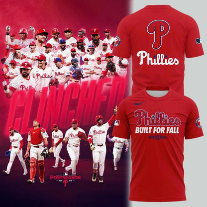 Special New "Built For Fall" Philadelphia Phillies T-Shirt 2025 Postseason Uniform Red 