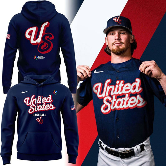 Special 2026 World Baseball Classic USA Baseball Team New Uniform Navy Hoodie