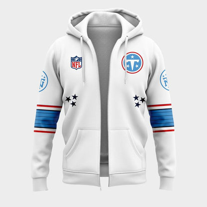 Official Tennessee Titans Cameron Ward Nike Light White Vapor F.U.S.E. Sewn Down Limited Zip Hoodie