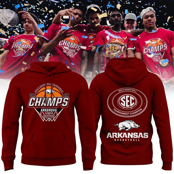 Arkansas Razorbacks Men's Basketball 2026 SEC Tournament Champions Locker Room Hoodie