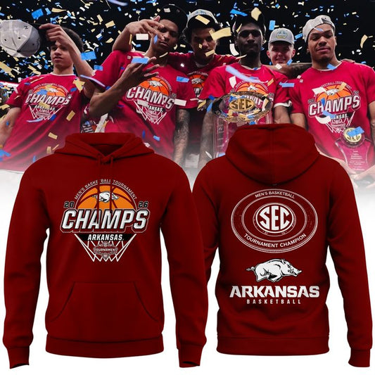 Arkansas Razorbacks Men's Basketball 2026 SEC Tournament Champions Locker Room Hoodie