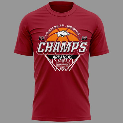 Arkansas Razorbacks Men's Basketball 2026 SEC Tournament Champions T Shirt