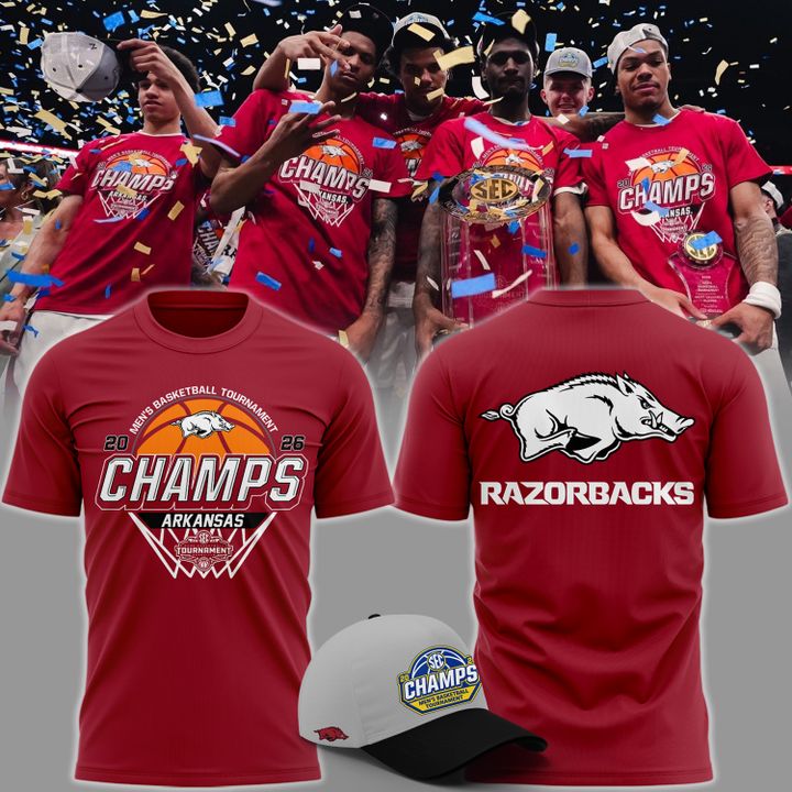 Arkansas Razorbacks Men's Basketball 2026 SEC Tournament Champions T Shirt