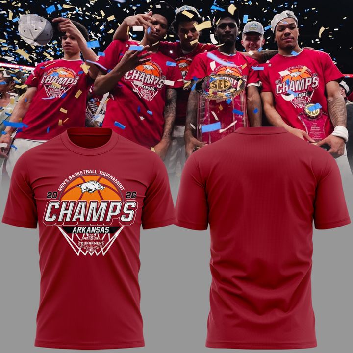Arkansas Razorbacks Men's Basketball 2026 SEC Tournament Champions T Shirt