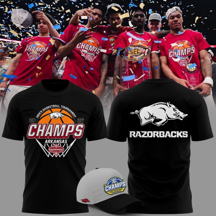 Arkansas Razorbacks Men's Basketball 2026 SEC Tournament Champions T Shirt