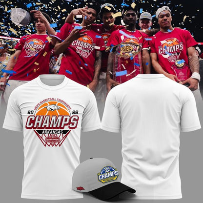 Arkansas Razorbacks Men's Basketball 2026 SEC Tournament Champions T Shirt