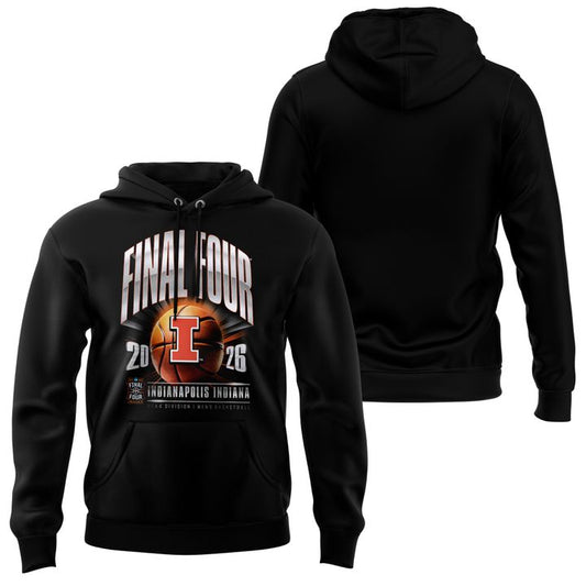 Men's Black Illinois Fighting Illini 2026 NCAA Men's Basketball Tournament March Madness Final Four Hoodie