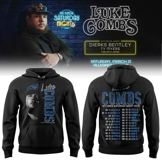 Special Luke Combs x Notre Dame Fighting My Kinda Saturday Night Tour Hoodie