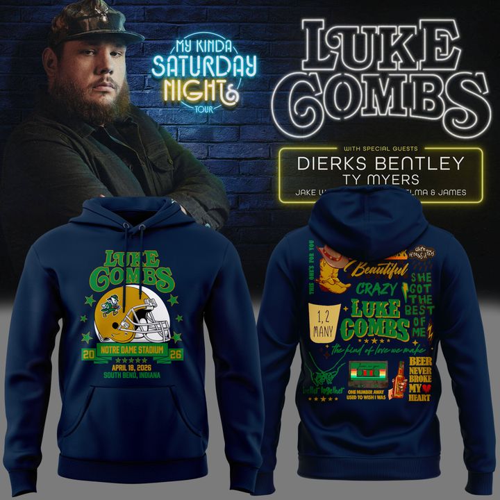 Special Luke Combs x Notre Dame Fighting My Kinda Saturday Night Tour Hoodie