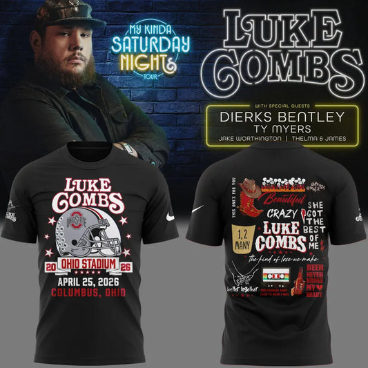 Limited Edition Luke Combs x Ohio State Stadium Tour Black T-Shirt