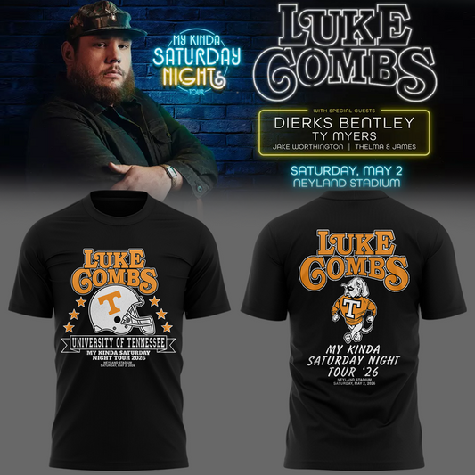 New Edition Tennessee x Luke Combs My Kinda Saturday Nigh Black Tshirt 2026