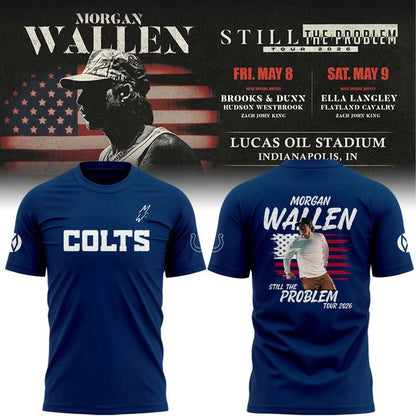 Indianapolis Colts x Morgan Wallen "Still The Problem Tour" 2026 Black T-Shirt