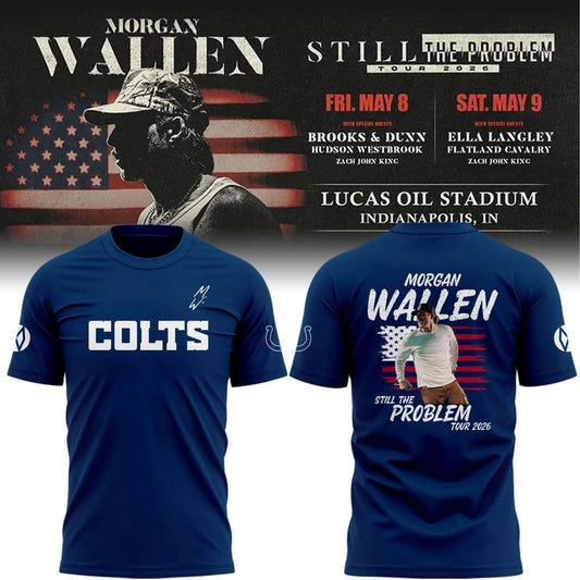Indianapolis Colts x Morgan Wallen "Still The Problem Tour" 2026 Black T-Shirt