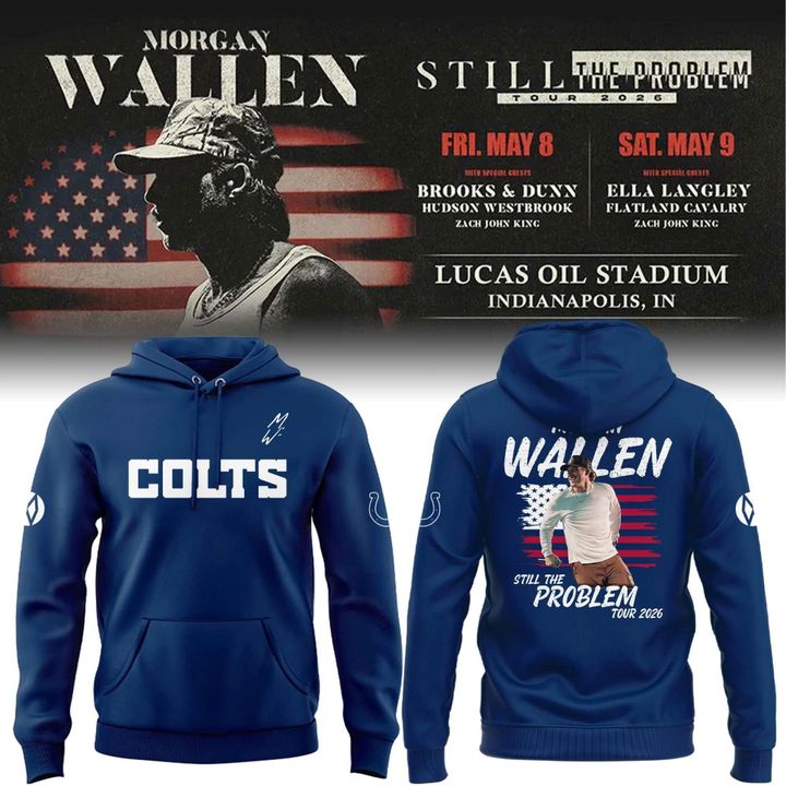 Indianapolis Colts x Morgan Wallen "Still The Problem Tour" 2026 BLue Hoodie