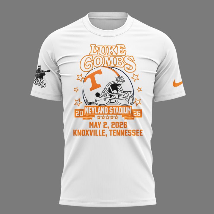 Exclusive Edition Luke Combs x Tennessee Volunteers Football - My Kinda Saturday Night Tour Country Music 2026 White T-Shirt