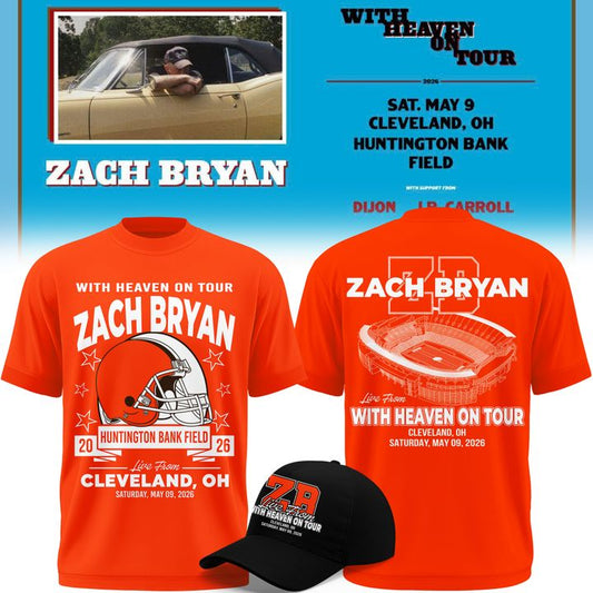 Zach Bryan x Cleveland Browns "WITH HEAVEN ON TOUR" Limited Edition - T Shirt
